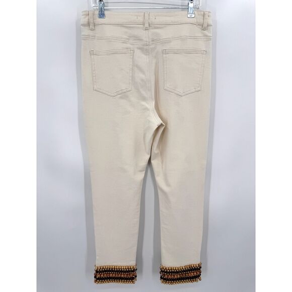 NWOT BOSTON PROPER Mixed Wood Beaded Ankle Zip High Rise Jeans Pants Size 14 - Picture 5 of 9
